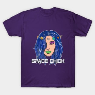 Space Chick Alien Planet Orbit T-Shirt